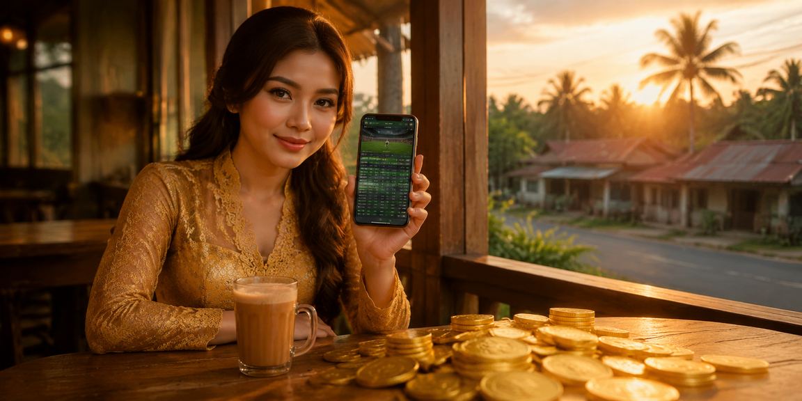 A woman wearing a kebaya reviews match odds statistics